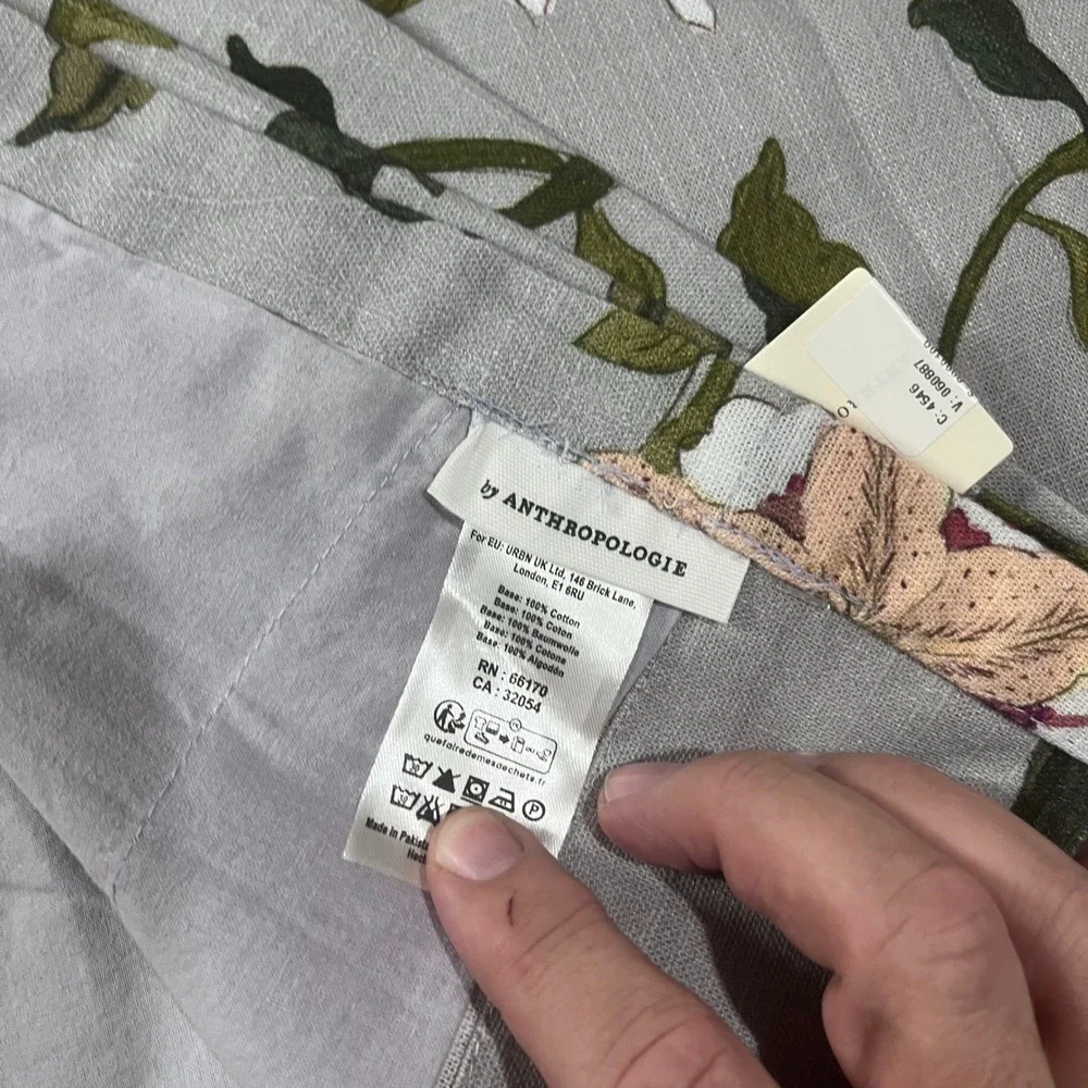 Anthropologie Hattie Floral Curtain (2) Panels Blue Pink 50x96 Lined Botanical